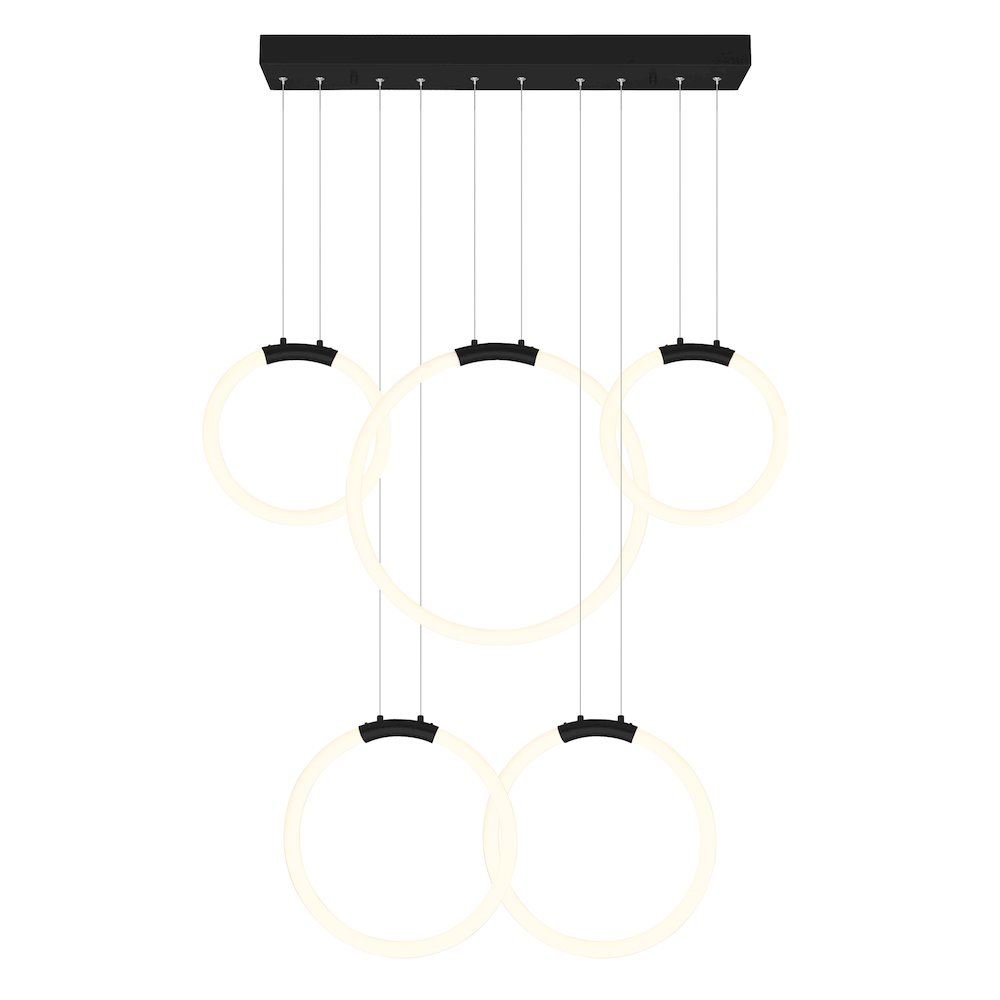 Hoops 5 Light LED Chandelier With Black Finish. Picture 2