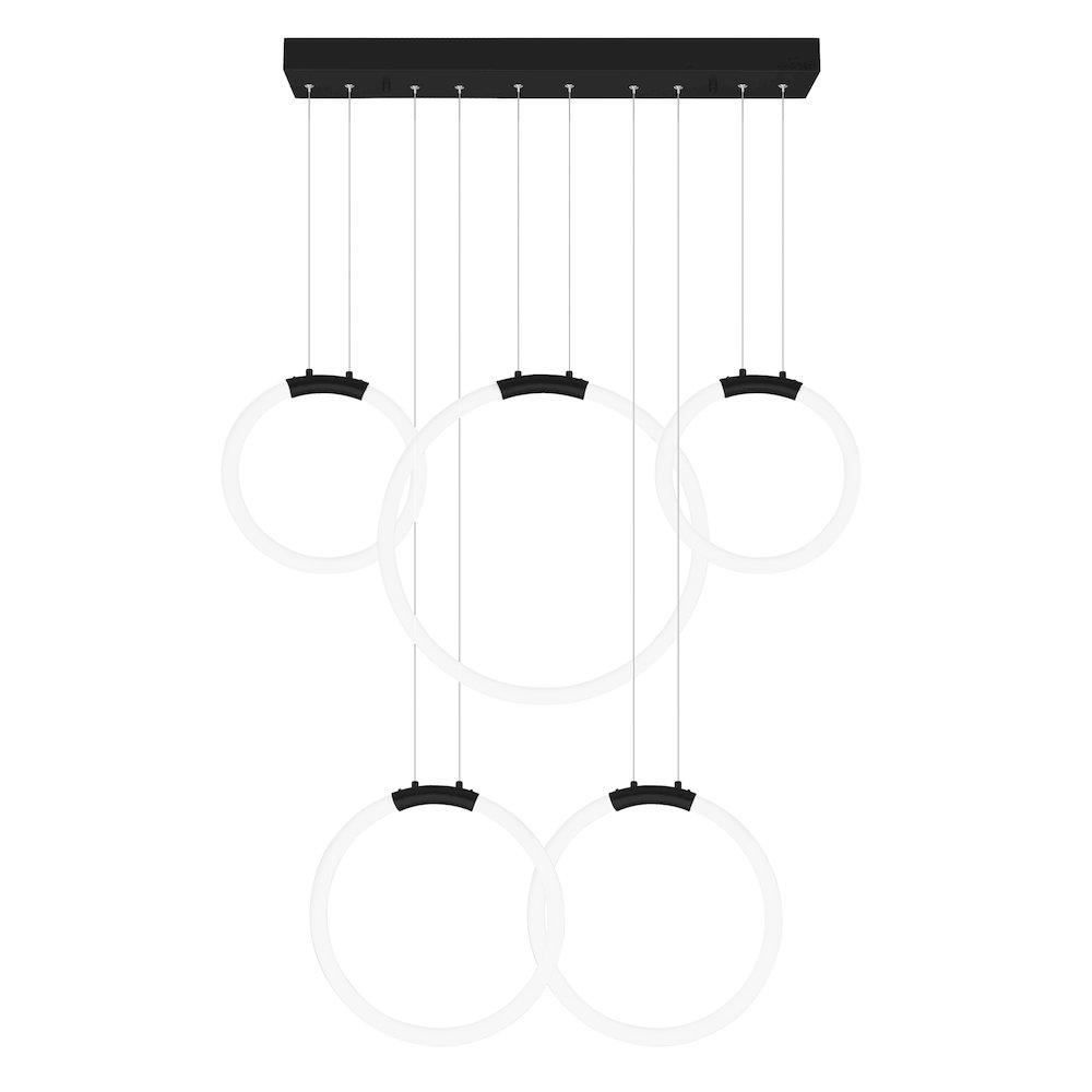Hoops 5 Light LED Chandelier With Black Finish. Picture 5