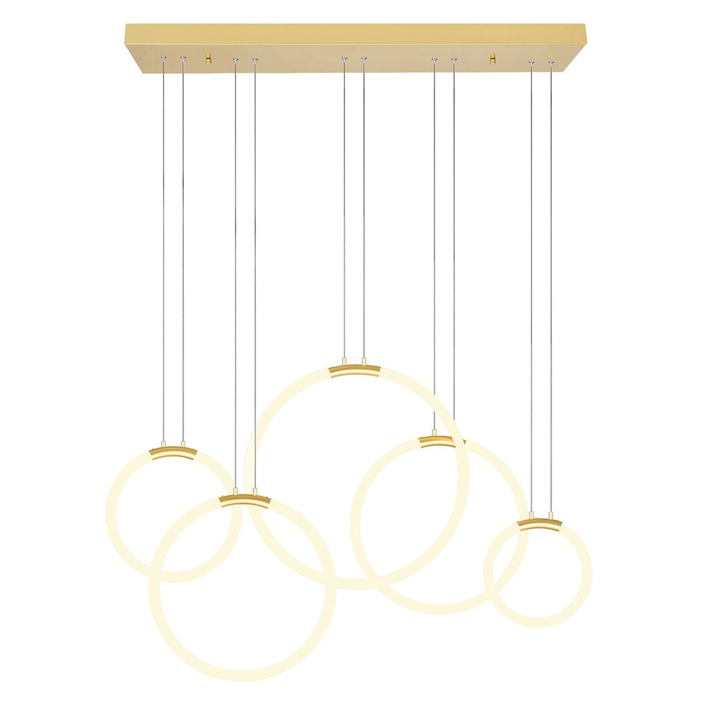 Hoops 5 Light LED Chandelier With Satin Gold Finish. Picture 5