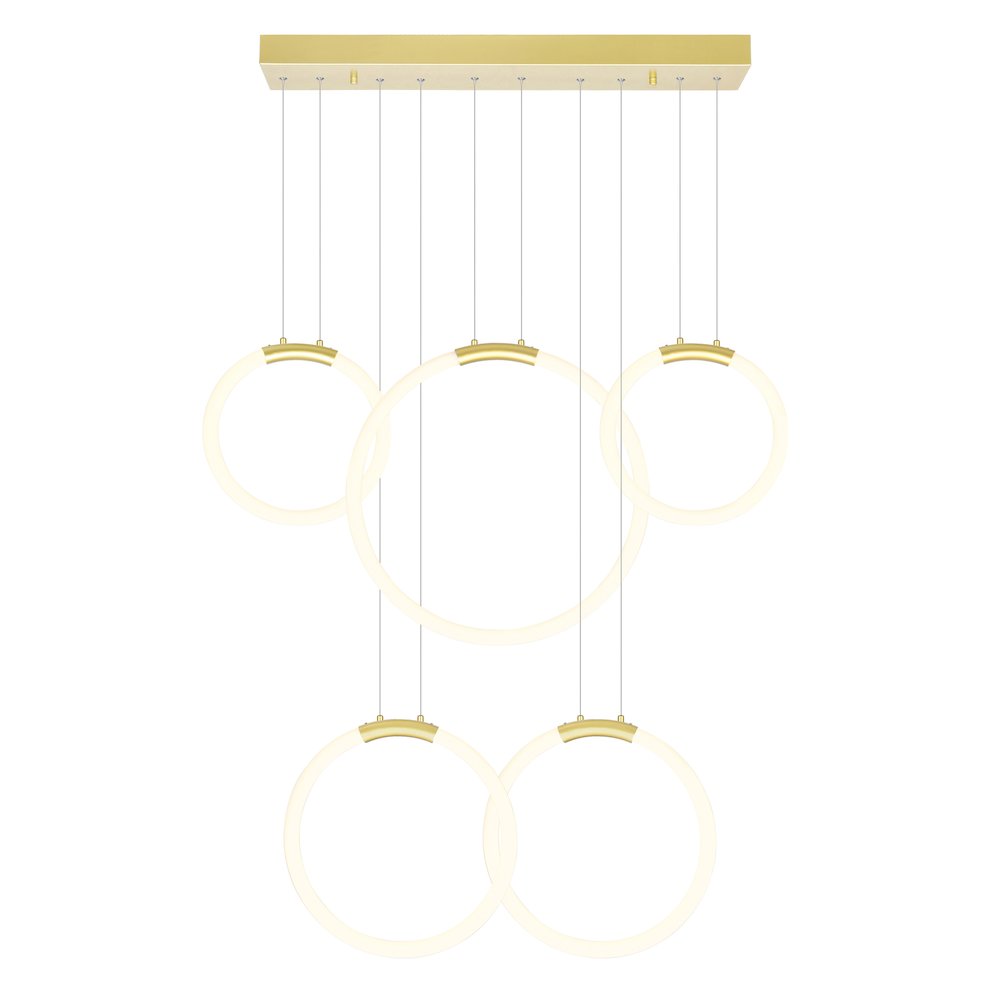 Hoops 5 Light LED Chandelier With Satin Gold Finish. Picture 1