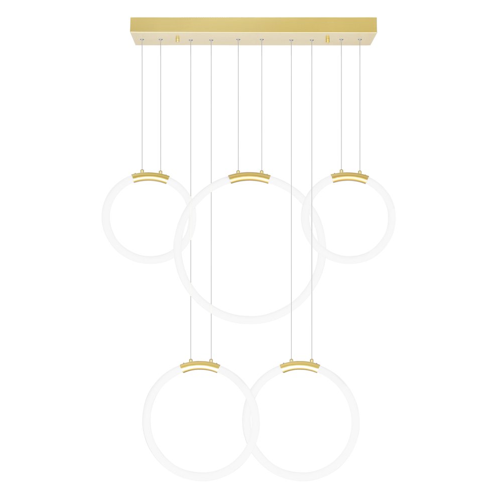 Hoops 5 Light LED Chandelier With Satin Gold Finish. Picture 4