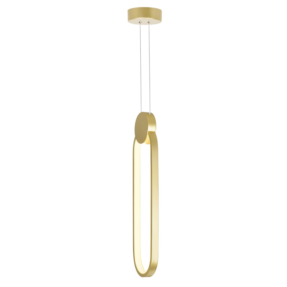Pulley 4 in LED Satin Gold Mini Pendant. Picture 1