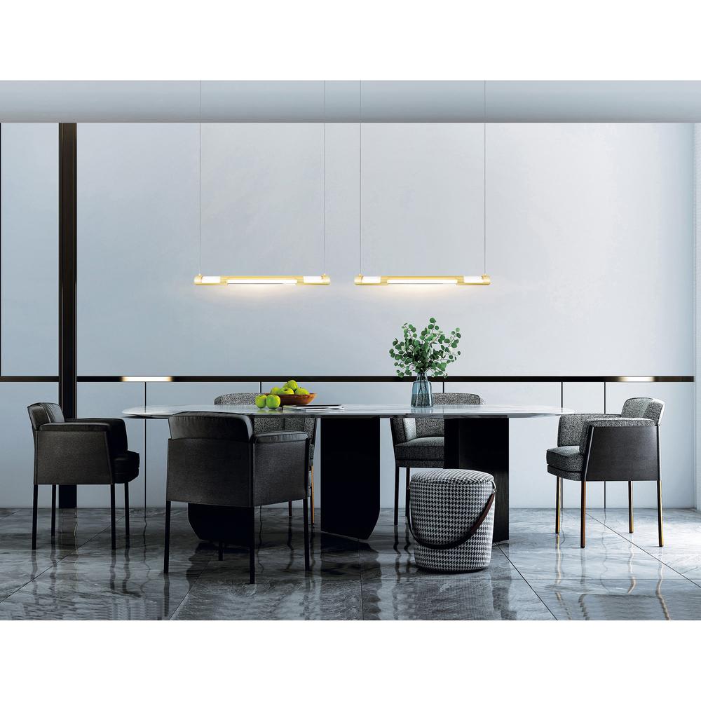 Neva 36 in LED Integrated Satin Gold Chandelier. Picture 8