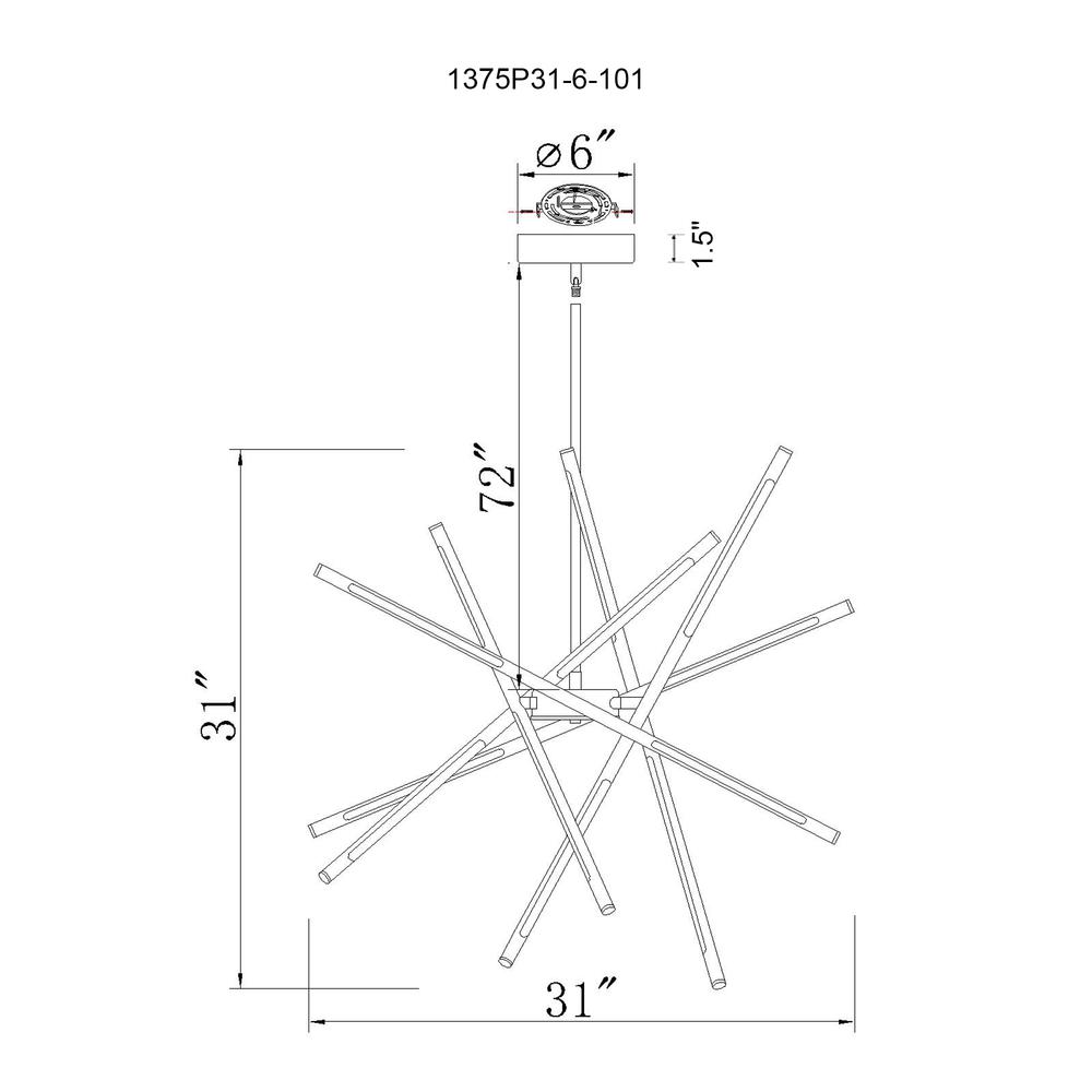 Oskil LED Integrated Chandelier With Black Finish. Picture 7