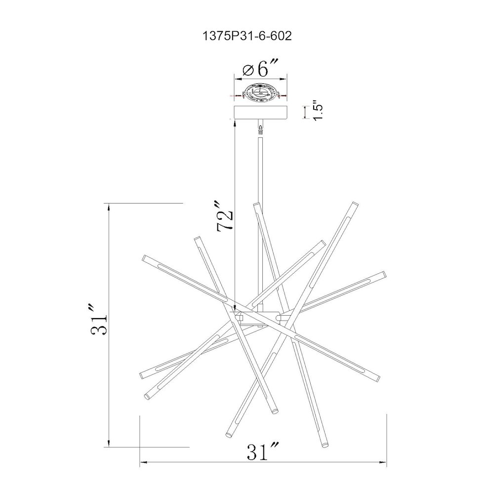 Oskil LED Integrated Chandelier With Satin Gold Finish. Picture 6
