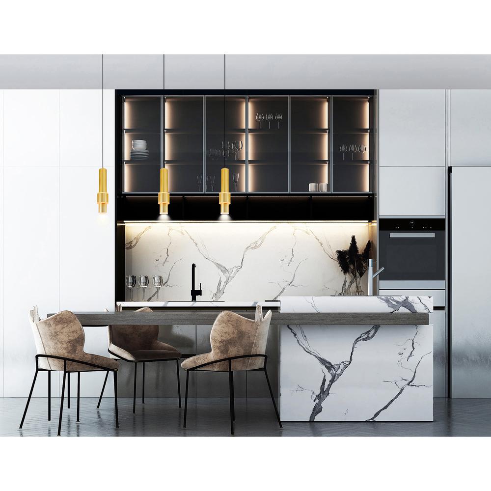 Lena LED Integrated Mini Pendant With Satin Gold Finish. Picture 6