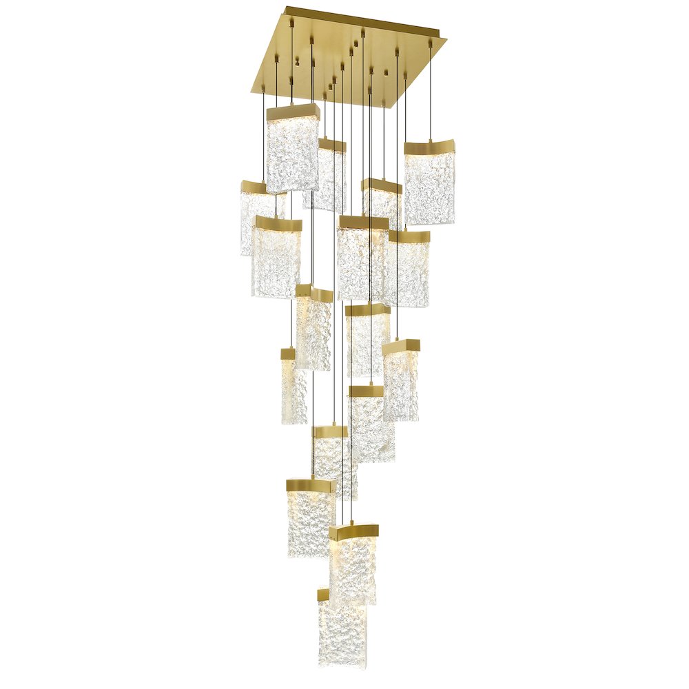 Lava Integrated LED Brass Chandelier. Picture 1