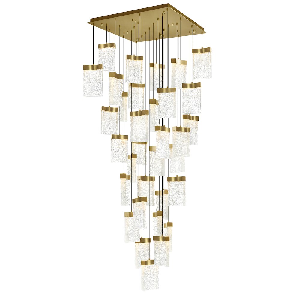 Lava Integrated LED Brass Chandelier. Picture 1