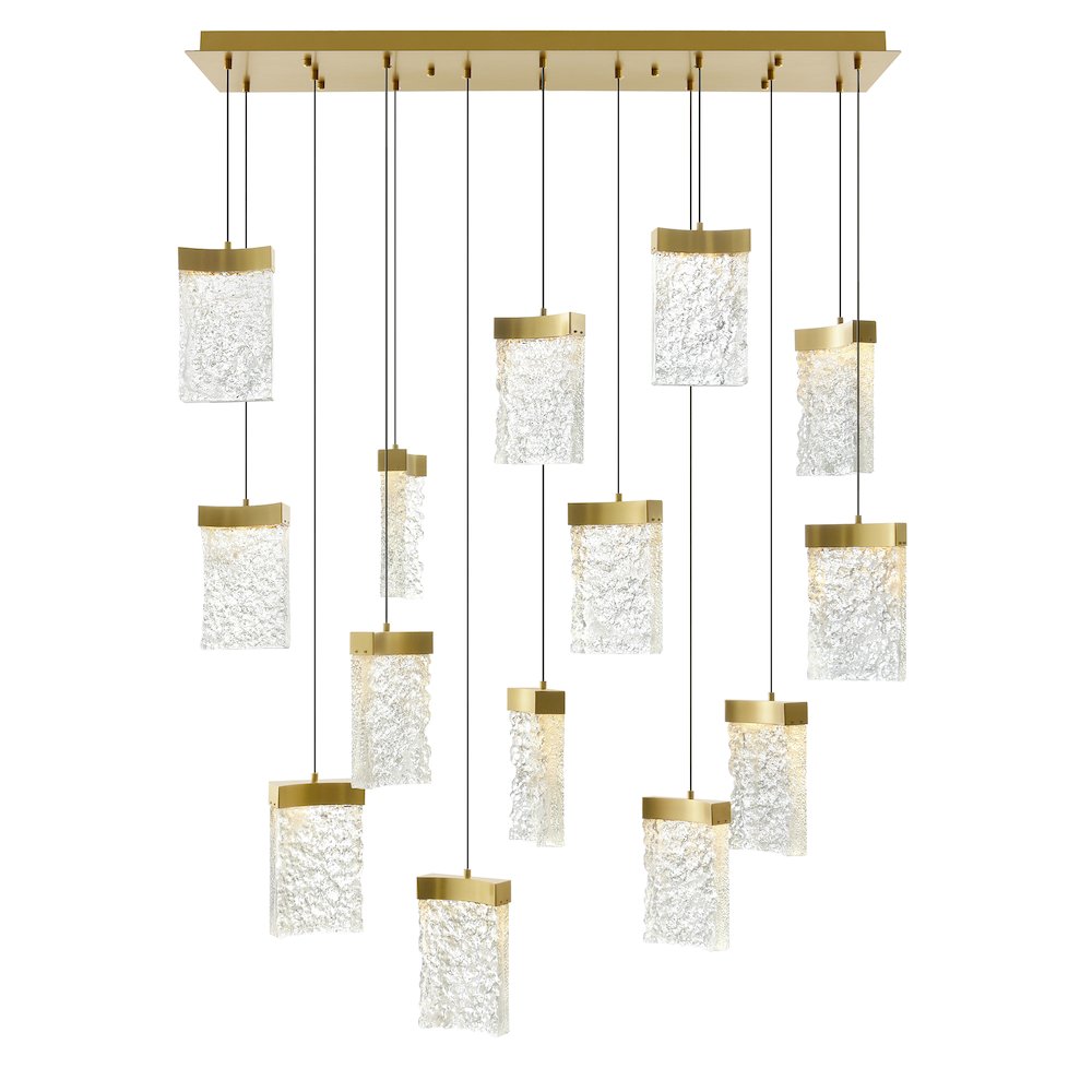 Lava Integrated LED Brass Chandelier. Picture 1
