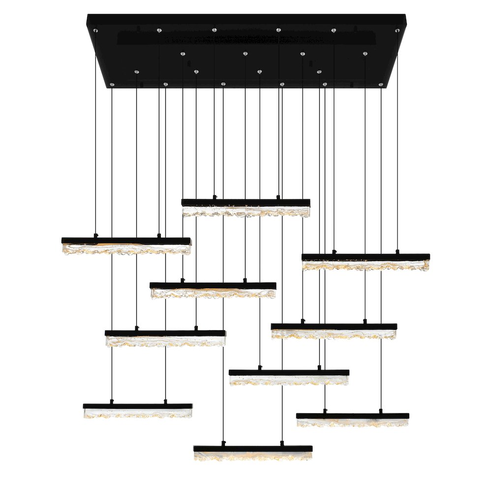 Stagger Integrated LED Black Chandelier. Picture 1
