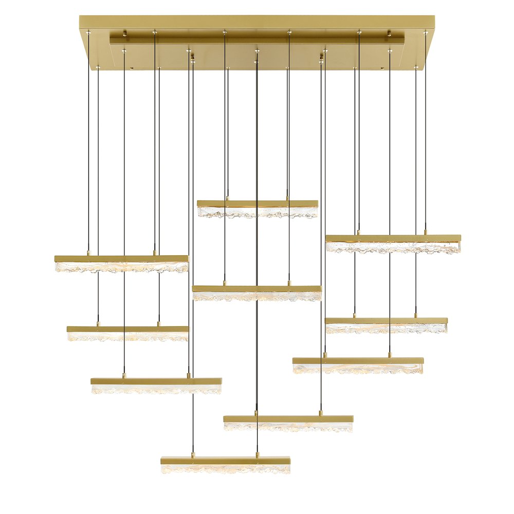 Stagger Integrated LED Brass Chandelier. Picture 1