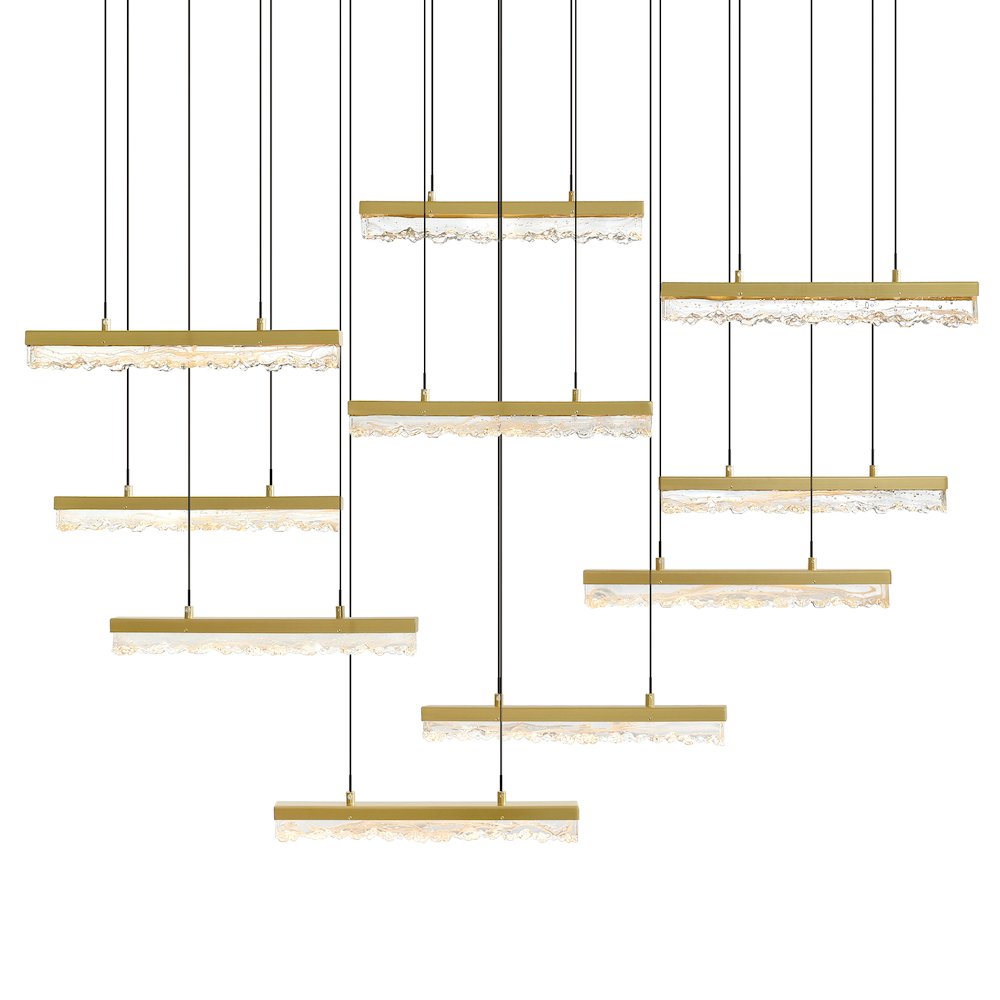 Stagger Integrated LED Brass Chandelier. Picture 2