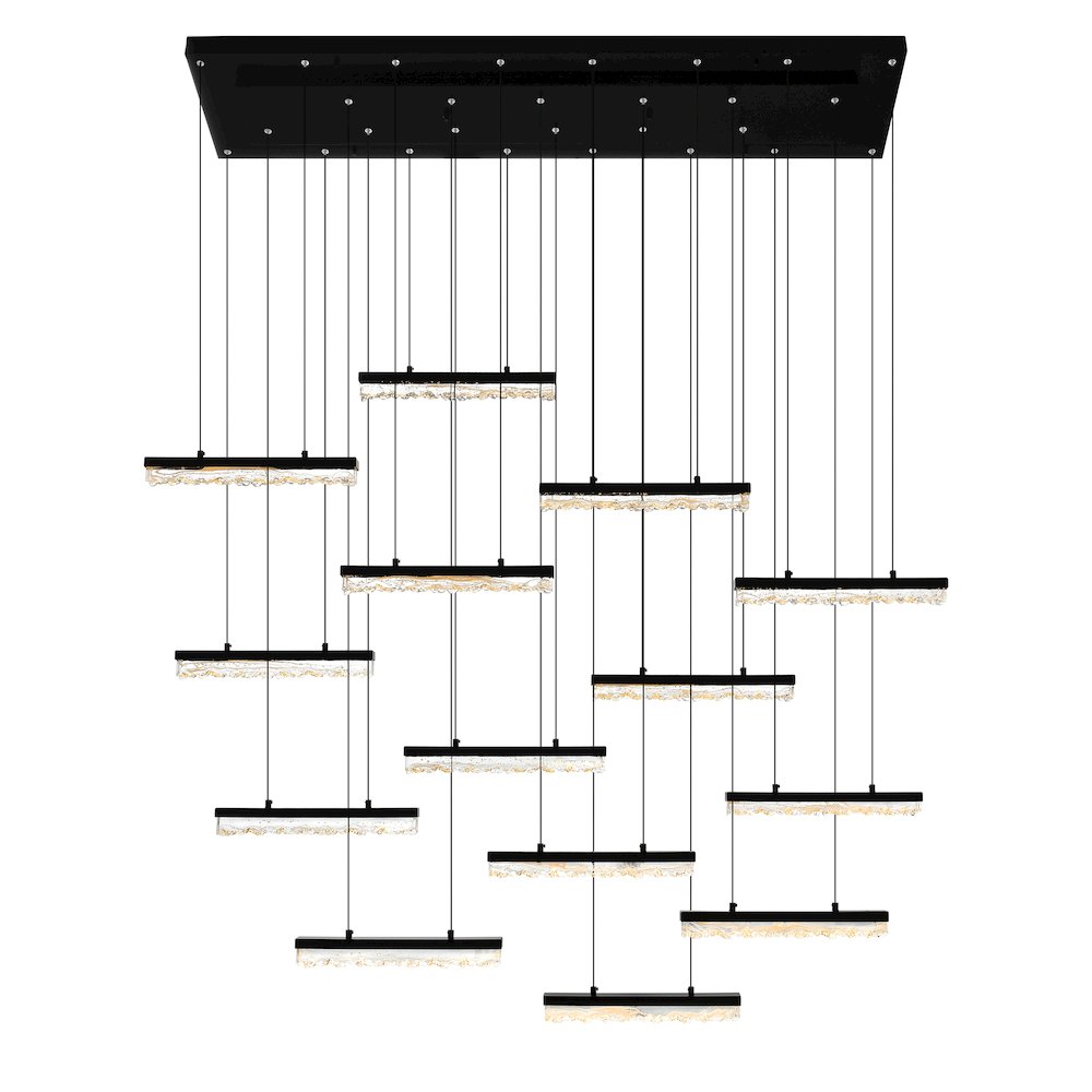 Stagger Integrated LED Black Chandelier. Picture 1