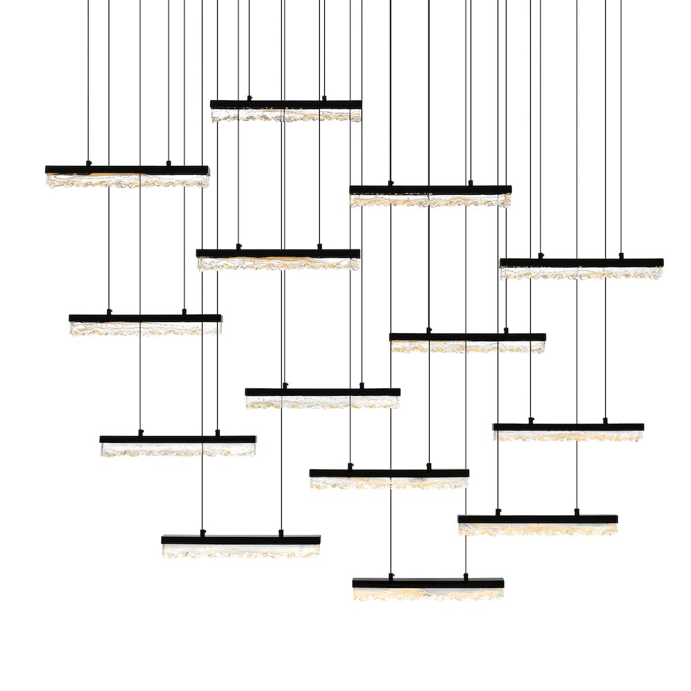 Stagger Integrated LED Black Chandelier. Picture 2