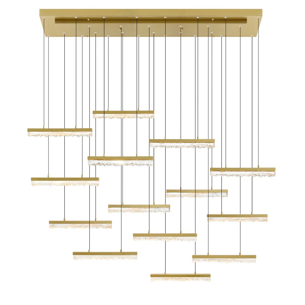 Stagger Integrated LED Brass Chandelier. Picture 1