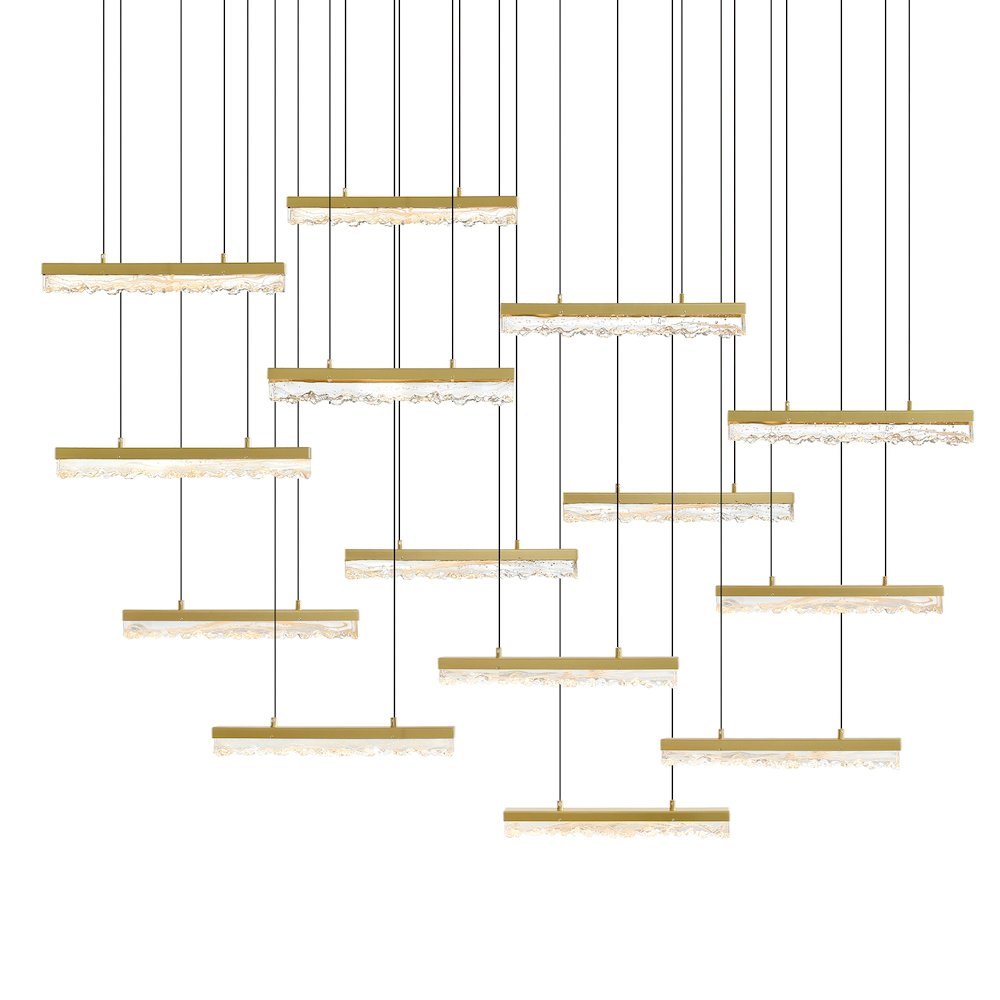 Stagger Integrated LED Brass Chandelier. Picture 2