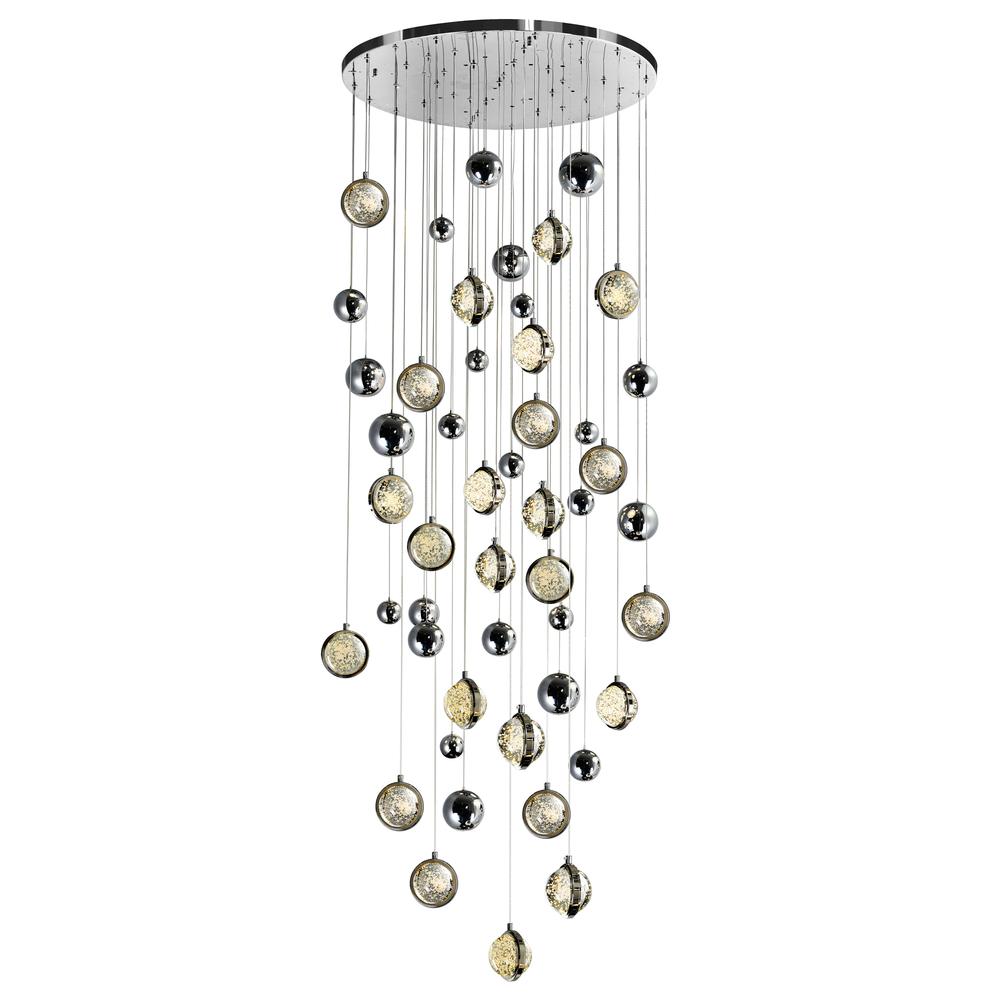 Salvador 32 in LED Integrated Polished Nickel Chandelier. Picture 1