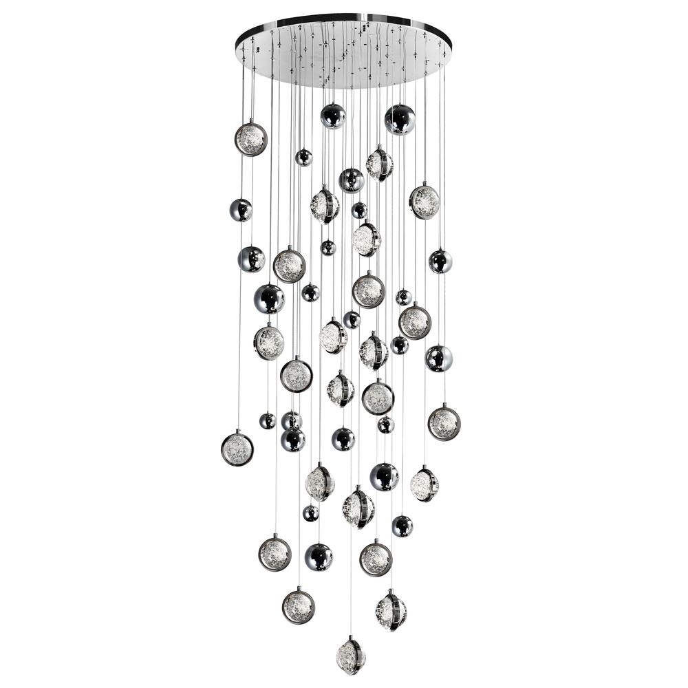 Salvador 32 in LED Integrated Polished Nickel Chandelier. Picture 3