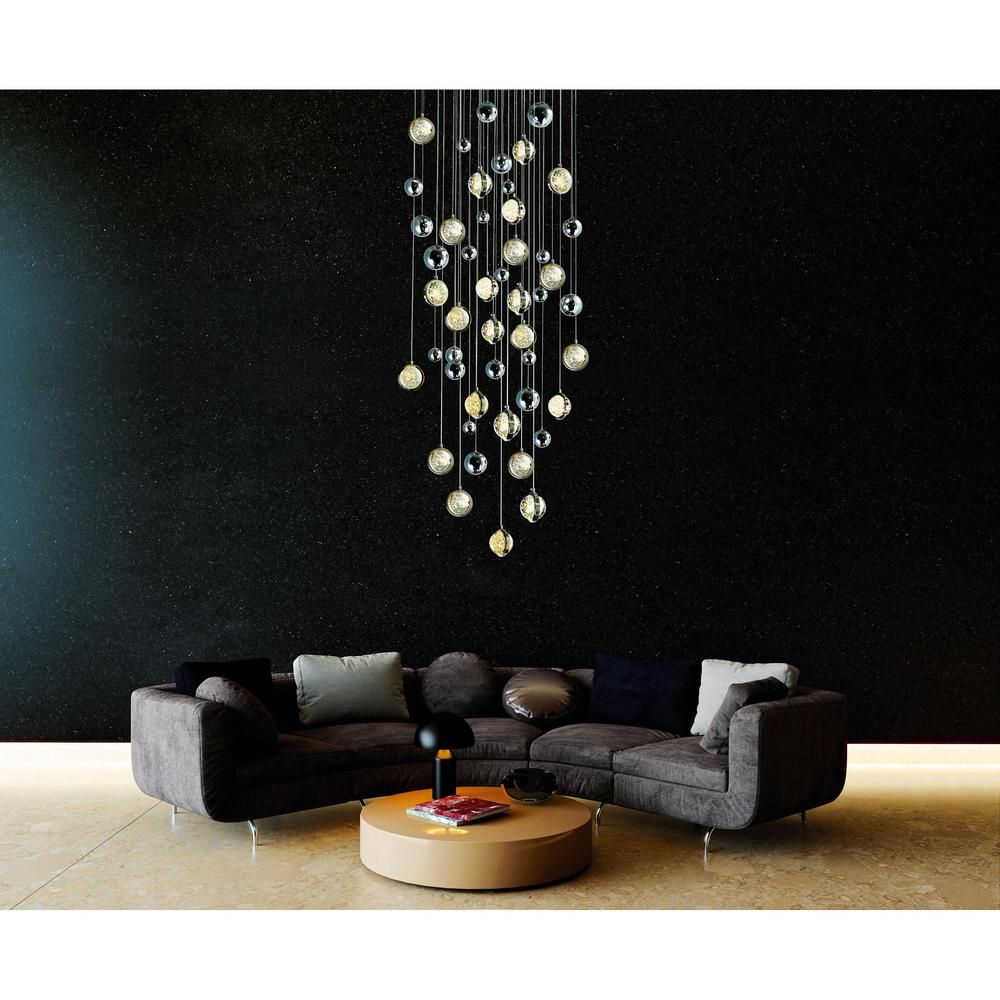 Salvador 32 in LED Integrated Polished Nickel Chandelier. Picture 4