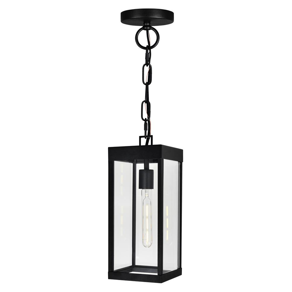 Windsor 1 Light Black Outdoor Ceiling Light. Picture 1