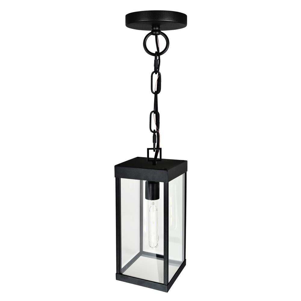 Windsor 1 Light Black Outdoor Ceiling Light. Picture 4