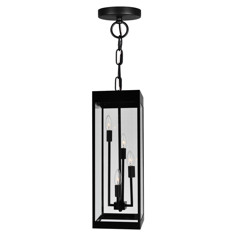 Windsor 4 Light Black Outdoor Ceiling Light. Picture 1