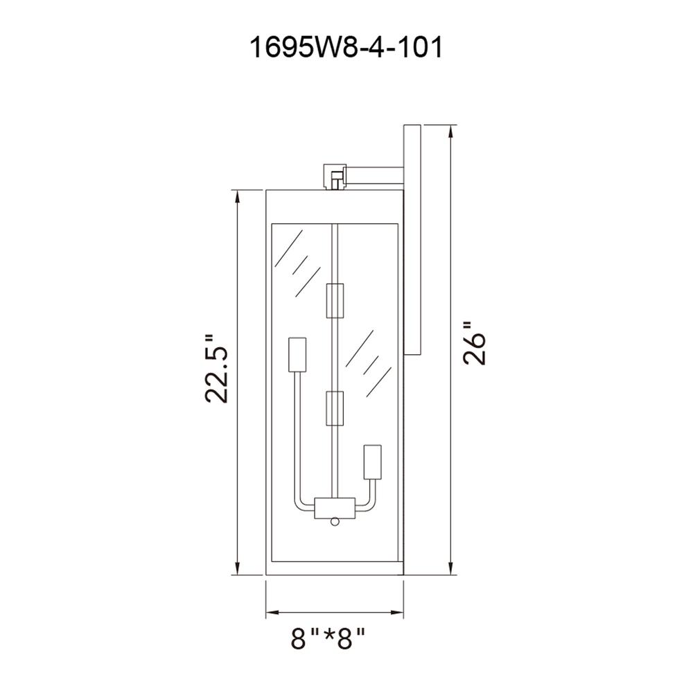 Windsor 4 Light Black Outdoor Wall Light. Picture 6