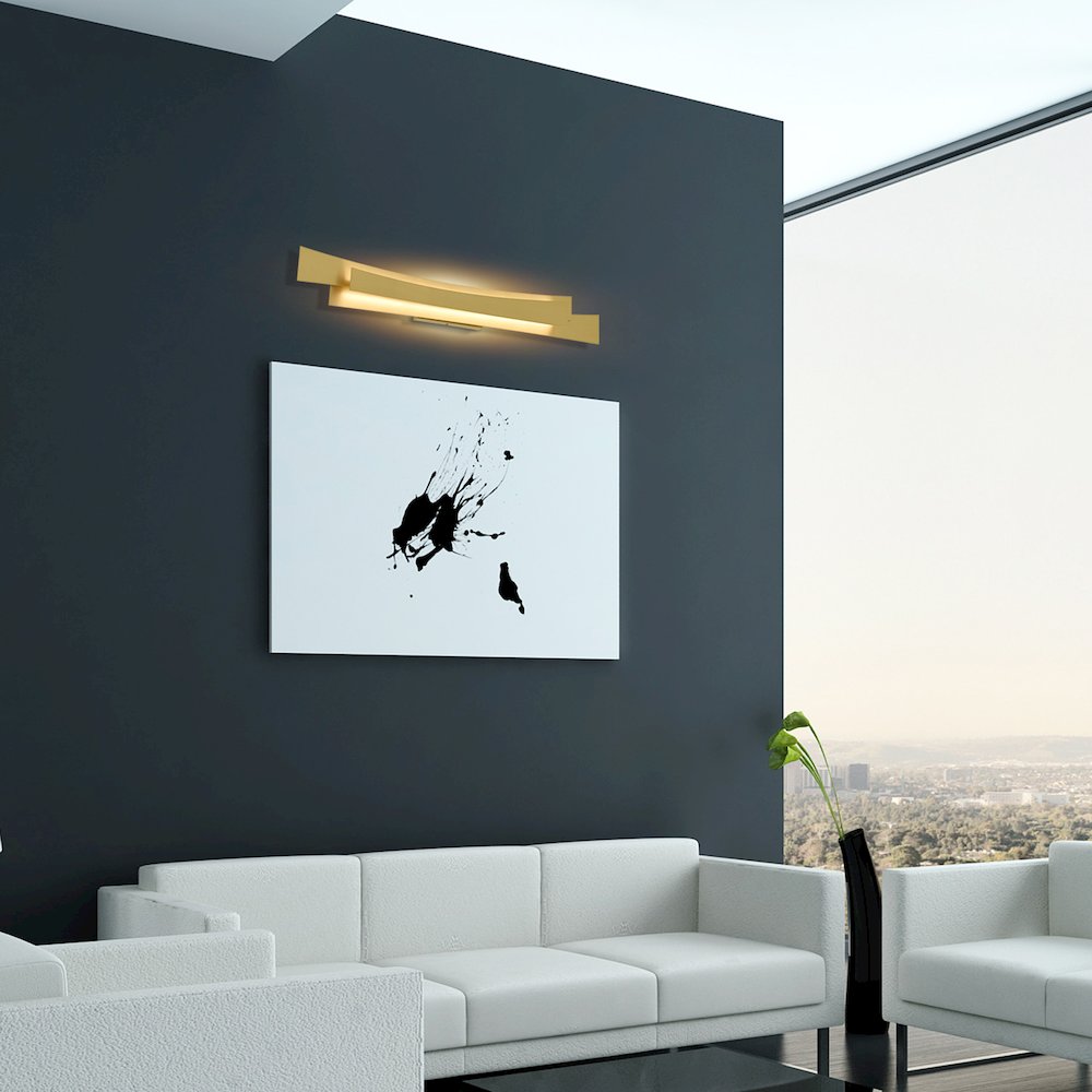 Candora Integrated LED Brass Vanity Light. Picture 9
