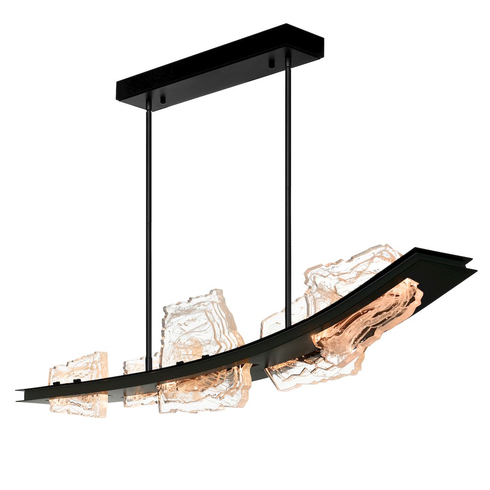 Arcus Integrated LED 50in Black Chandelier with Handcrafted Glass. Picture 1