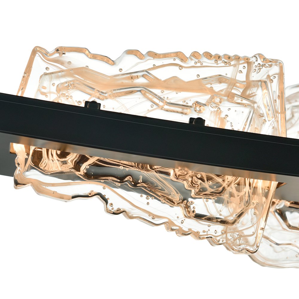 Arcus Integrated LED 50in Black Chandelier with Handcrafted Glass. Picture 7