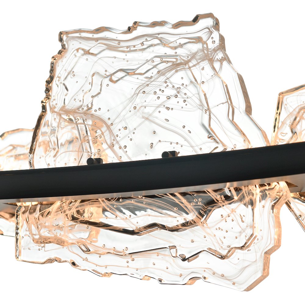 Arcus Integrated LED 50in Black Chandelier with Handcrafted Glass. Picture 9