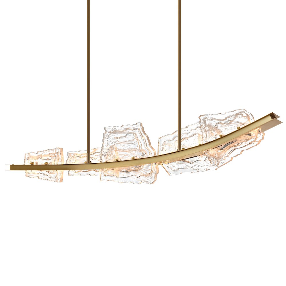 Arcus Integrated LED 50in Brass Chandelier with Handcrafted Glass. Picture 4