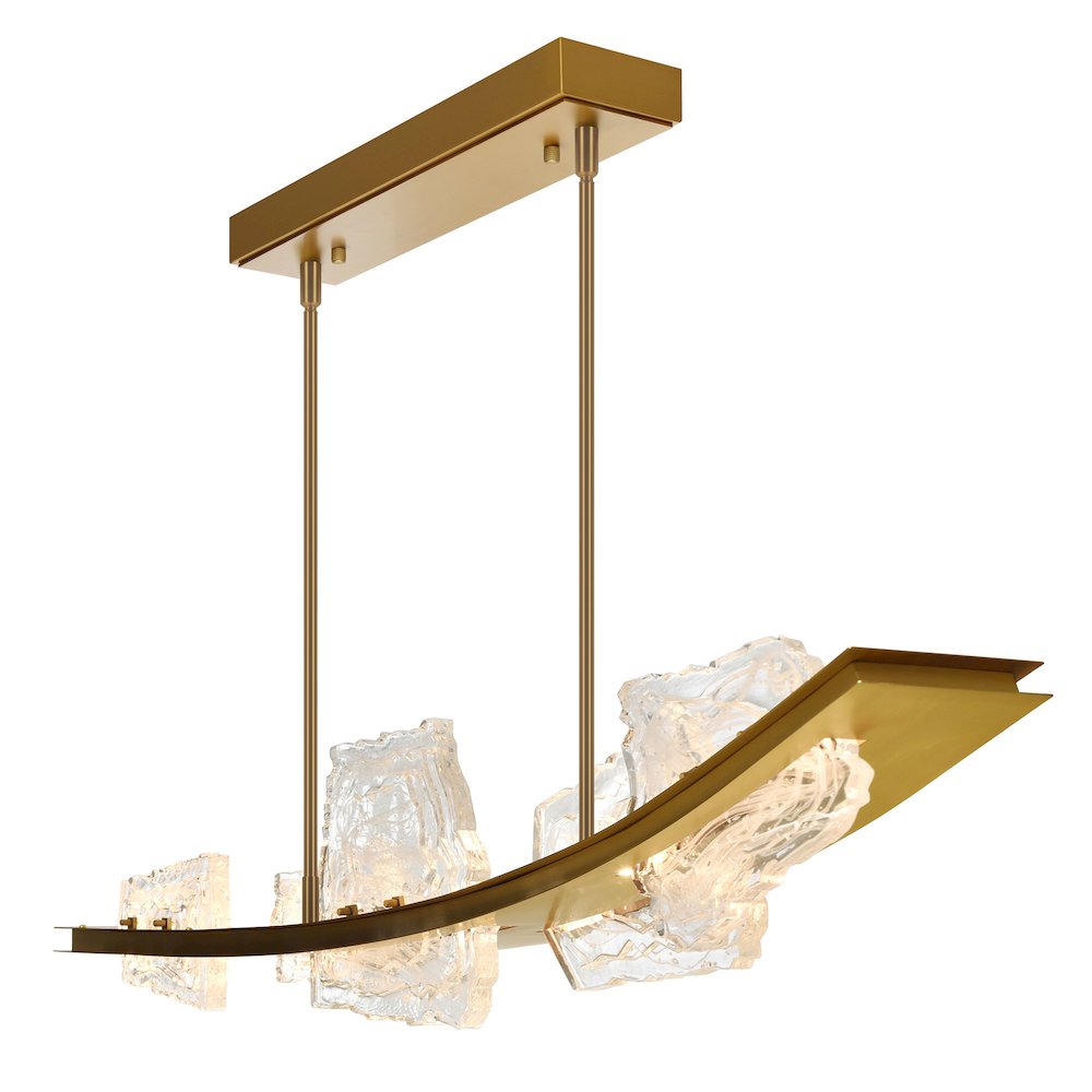 Arcus Integrated LED 50in Brass Chandelier with Handcrafted Glass. Picture 1
