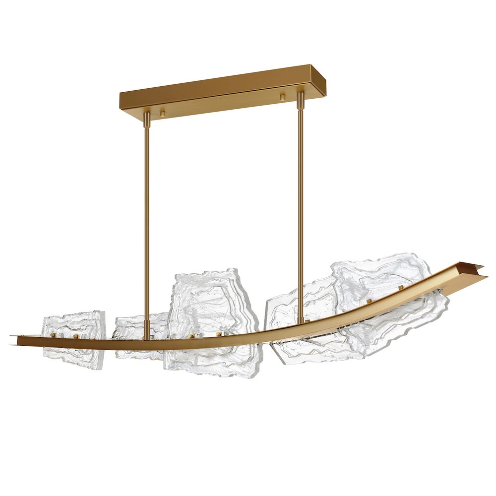 Arcus Integrated LED 50in Brass Chandelier with Handcrafted Glass. Picture 2