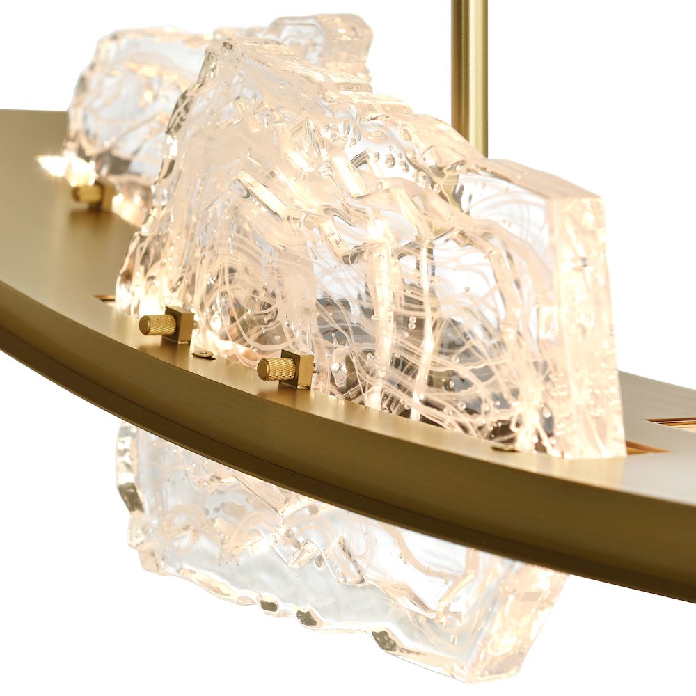 Arcus Integrated LED 50in Brass Chandelier with Handcrafted Glass. Picture 7
