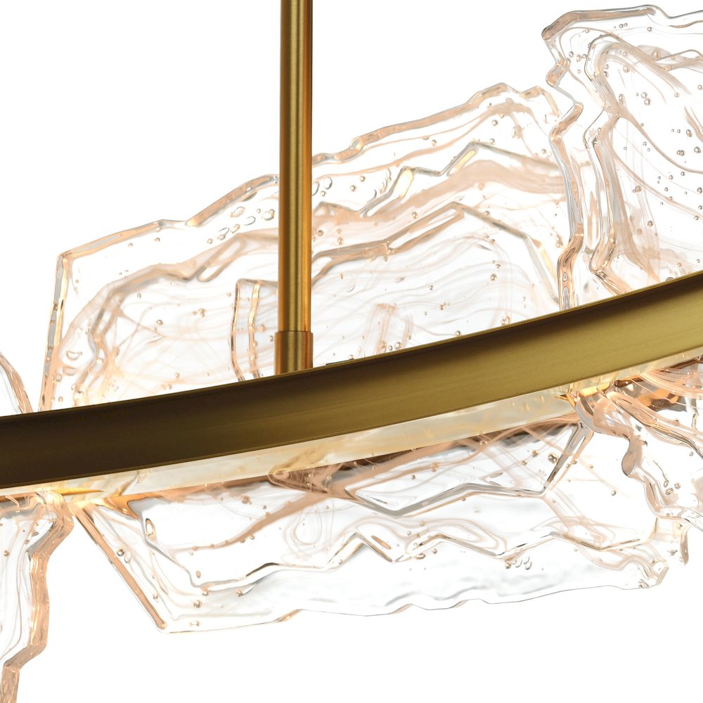 Arcus Integrated LED 50in Brass Chandelier with Handcrafted Glass. Picture 11