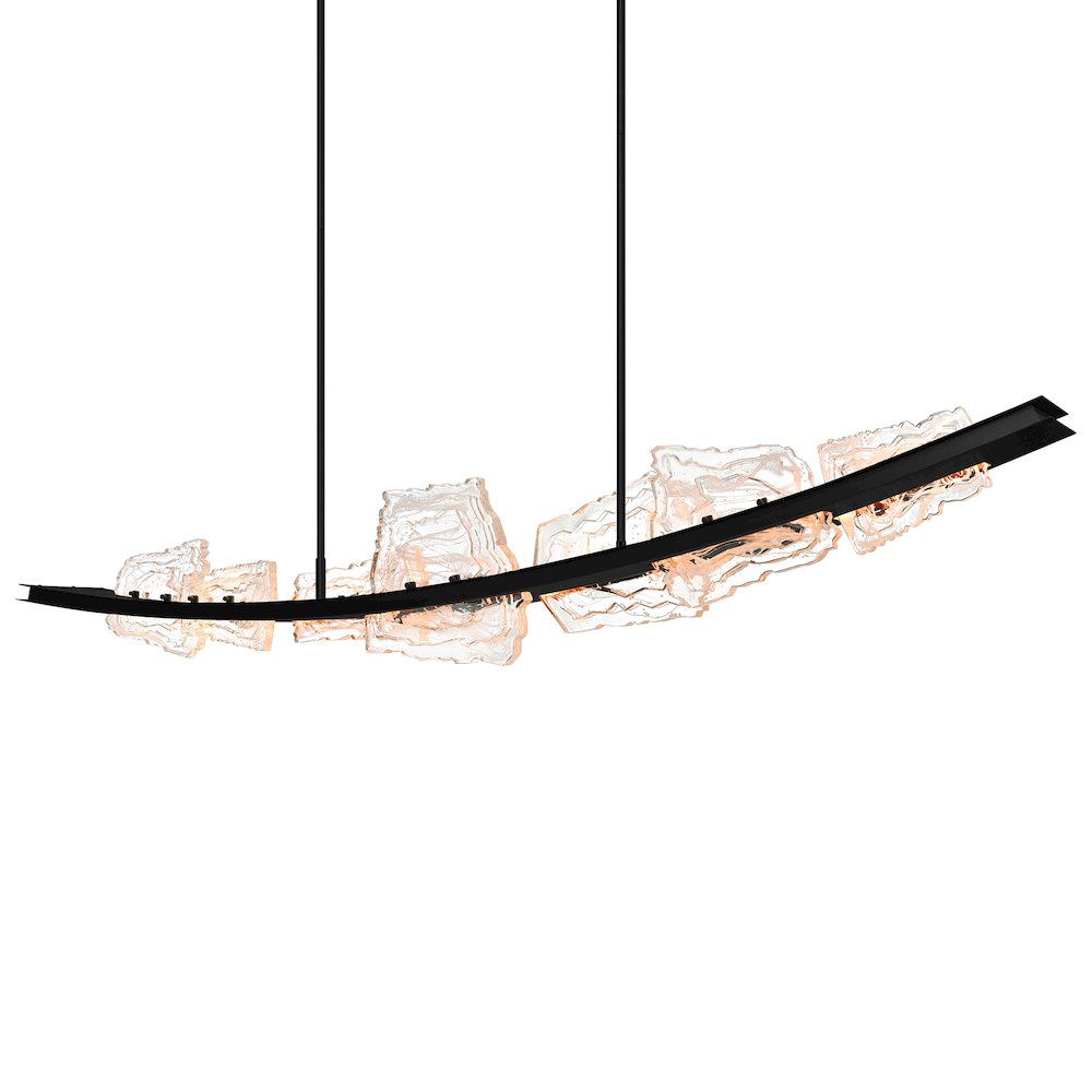 Arcus Integrated LED 70in Black Chandelier with Handcrafted Glass. Picture 4
