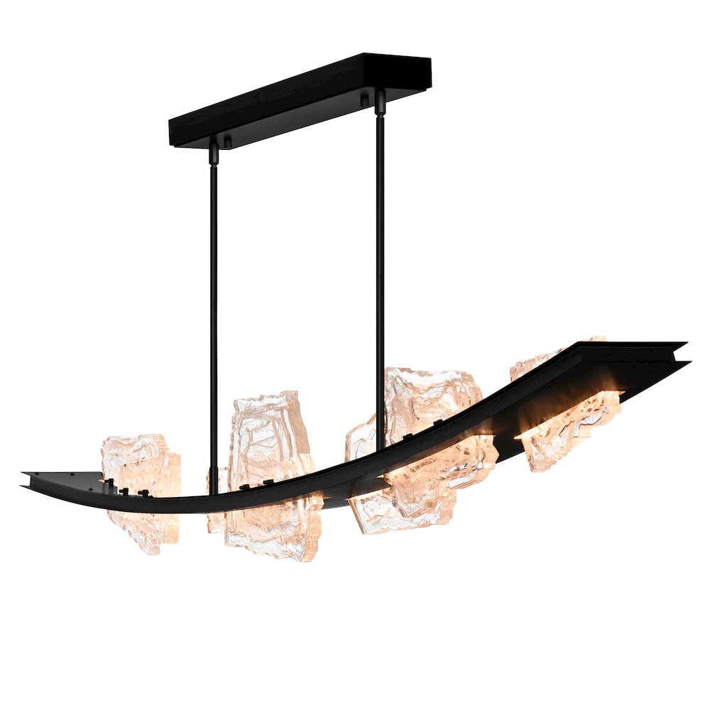 Arcus Integrated LED 70in Black Chandelier with Handcrafted Glass. Picture 1
