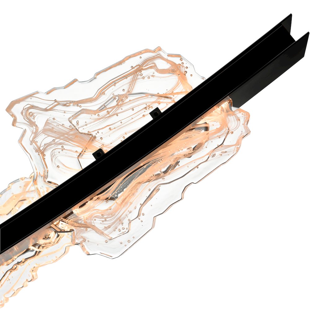 Arcus Integrated LED 70in Black Chandelier with Handcrafted Glass. Picture 8