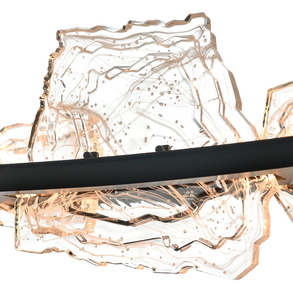 Arcus Integrated LED 70in Black Chandelier with Handcrafted Glass. Picture 9