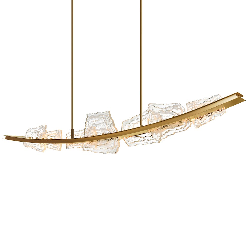 Arcus Integrated LED 70in Brass Chandelier with Handcrafted Glass. Picture 5