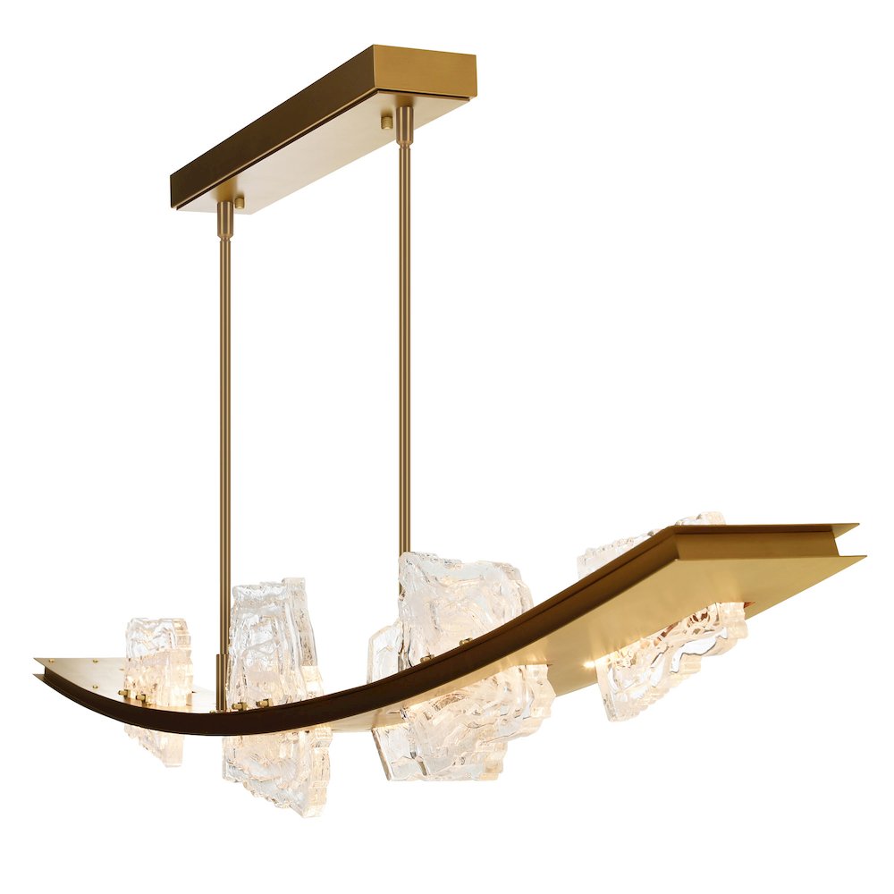 Arcus Integrated LED 70in Brass Chandelier with Handcrafted Glass. Picture 1