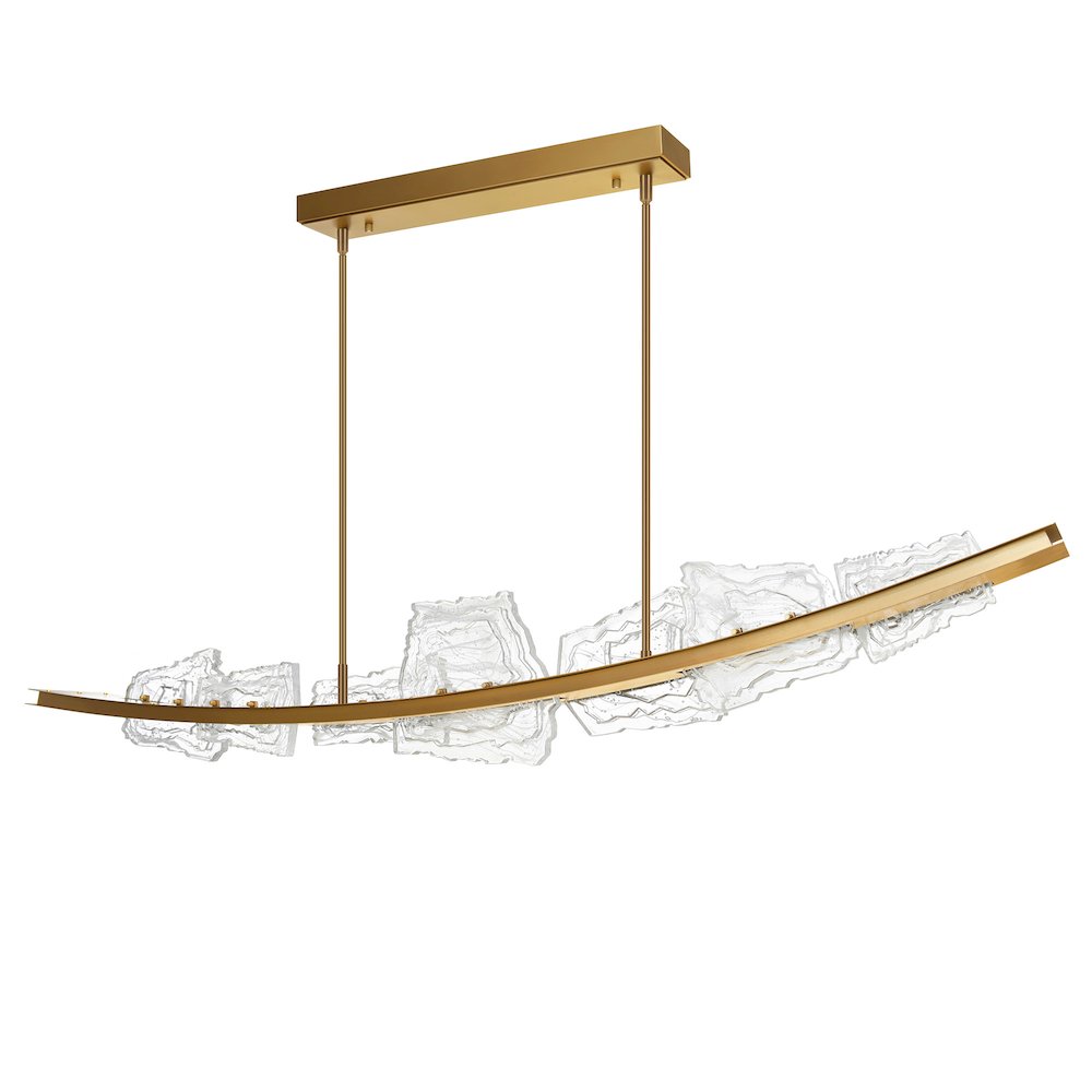 Arcus Integrated LED 70in Brass Chandelier with Handcrafted Glass. Picture 2