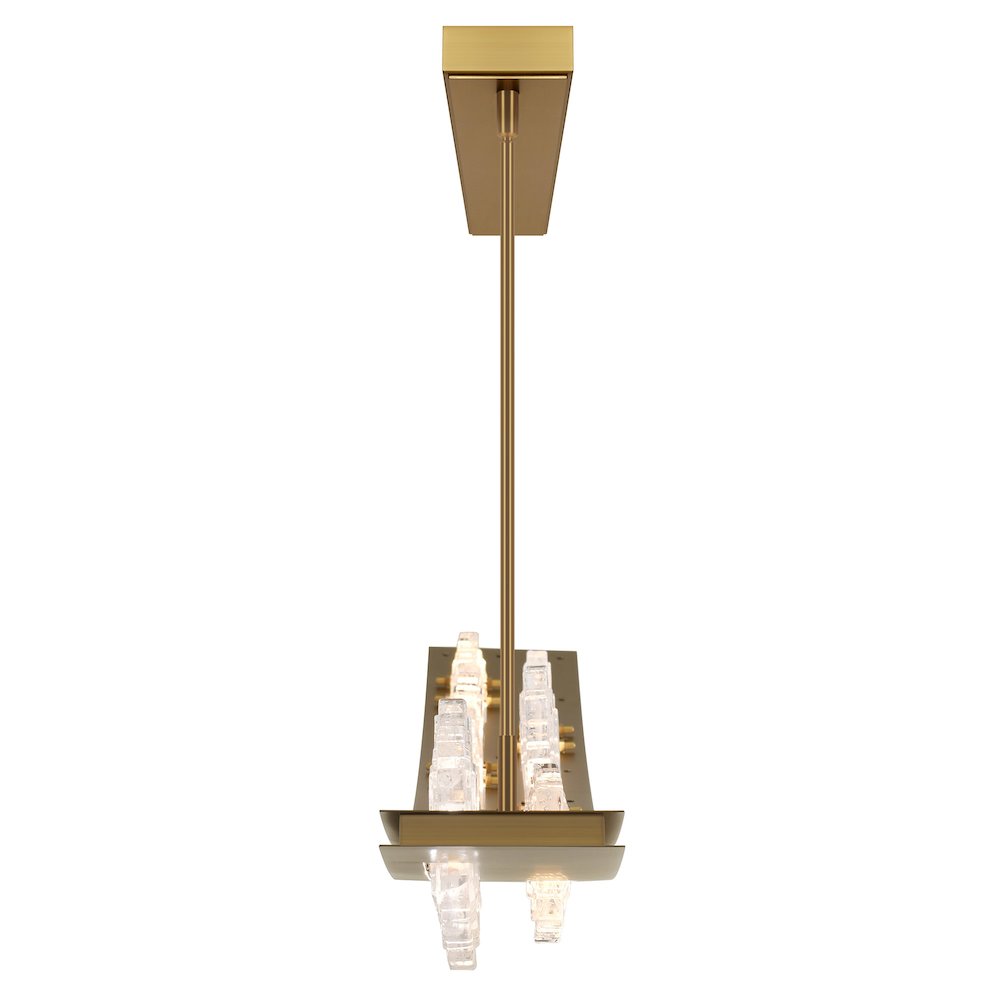 Arcus Integrated LED 70in Brass Chandelier with Handcrafted Glass. Picture 3