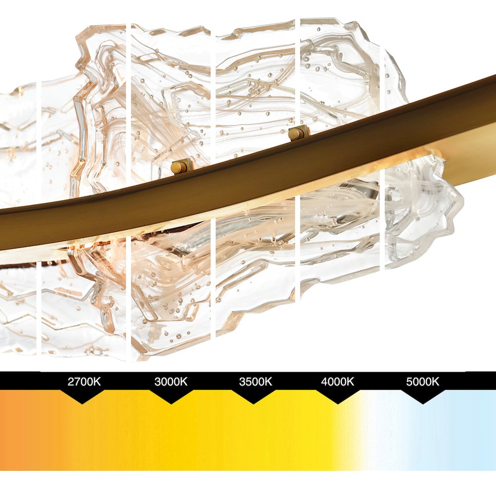 Arcus Integrated LED 70in Brass Chandelier with Handcrafted Glass. Picture 14