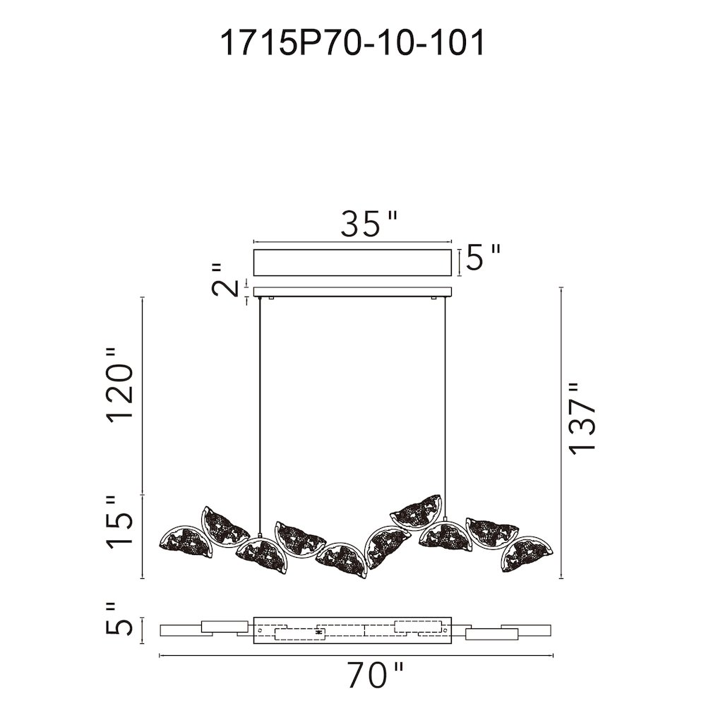 Moon Integrated LED Black Chandelier. Picture 14