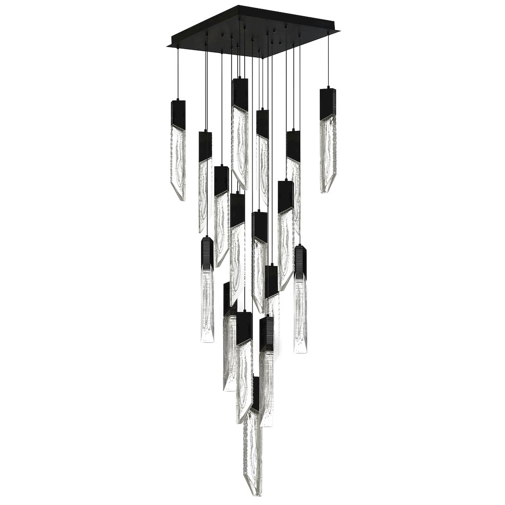 Petra Integrated LED 24in Black Chandelier with Handcrafted Glass. Picture 1