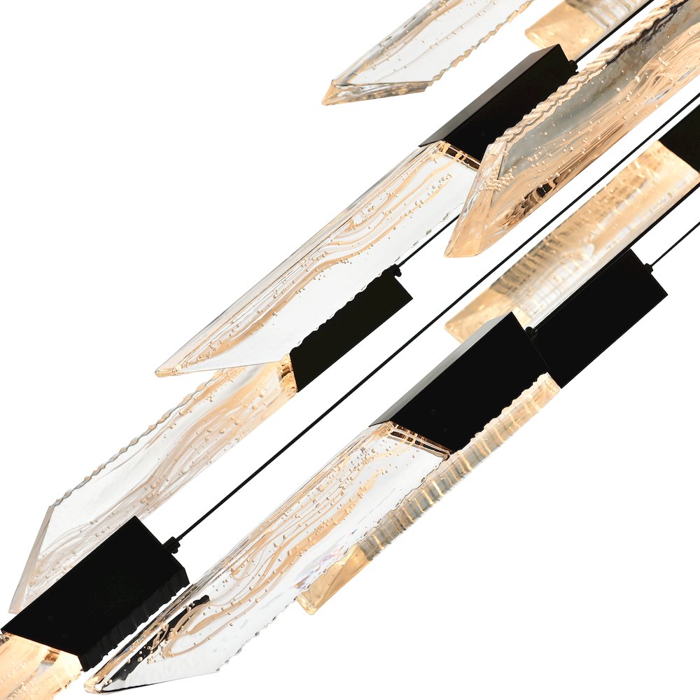 Petra Integrated LED 24in Black Chandelier with Handcrafted Glass. Picture 5