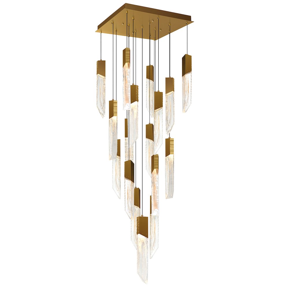 Petra Integrated LED 24in Brass Chandelier with Handcrafted Glass. Picture 2
