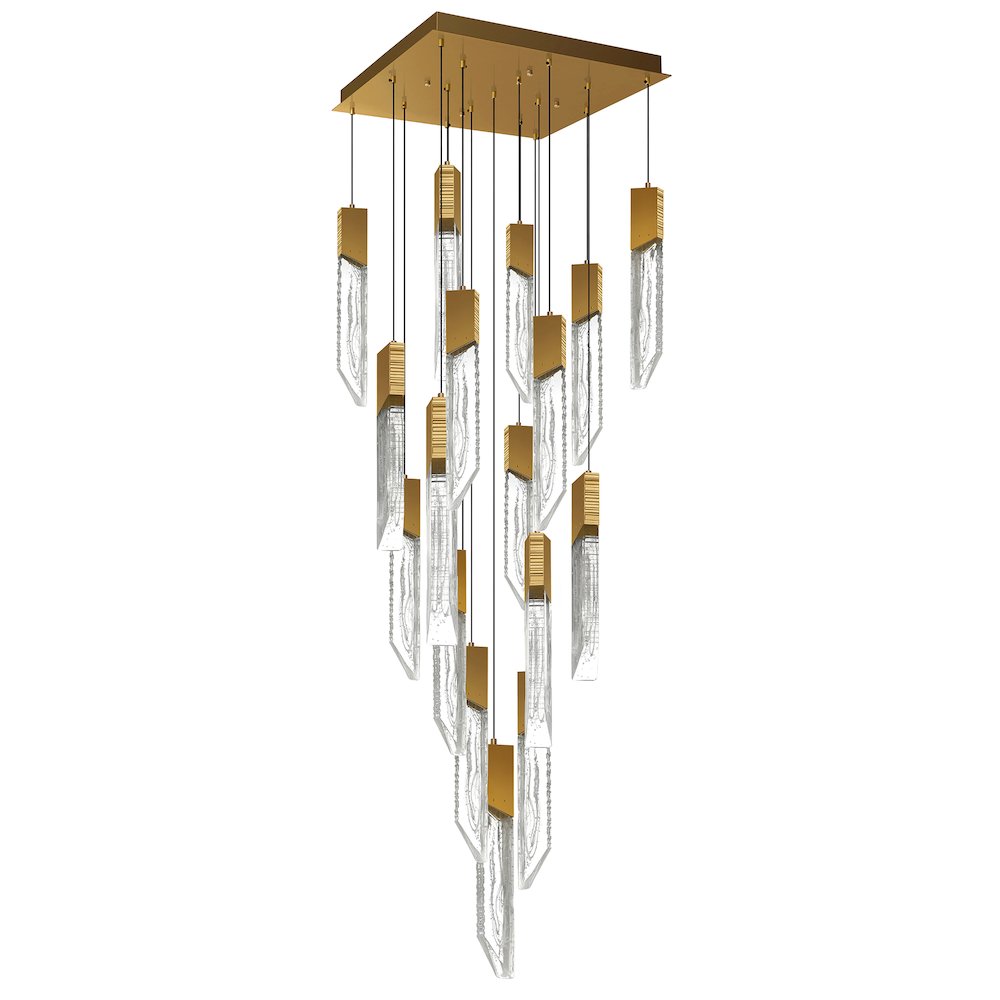 Petra Integrated LED 24in Brass Chandelier with Handcrafted Glass. Picture 1